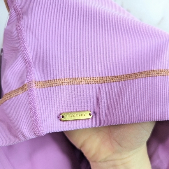 L Space Crop Top Size Large Revolutions Ribbed Colorblock Active Purple New - Picture 9 of 10